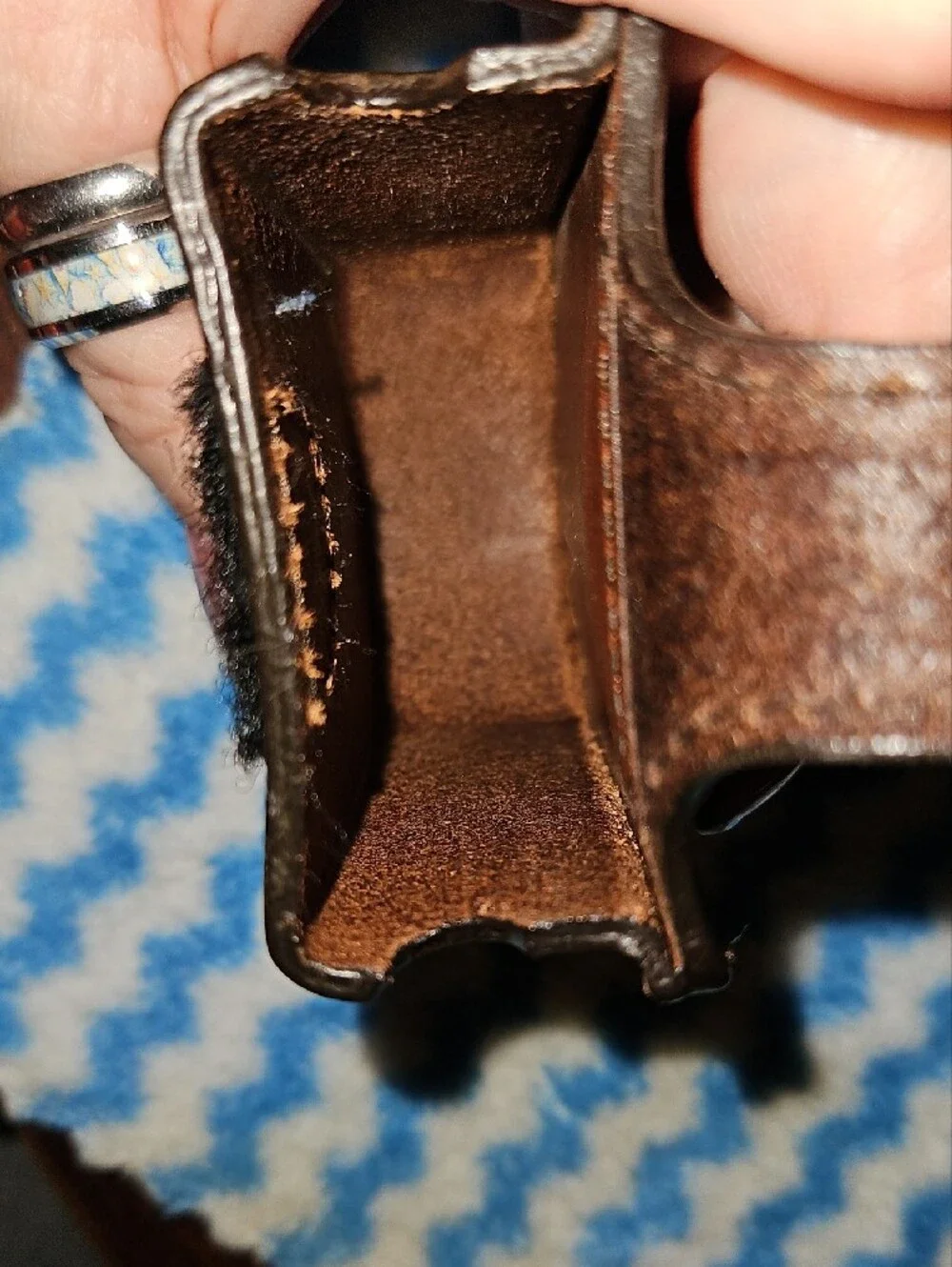 Tooled Brown Leather Belt Pouch